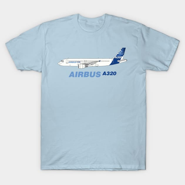 Airbus A320 Illustration T-Shirt by SteveHClark